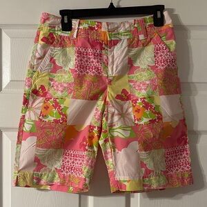 Lilly Pulitzer Pink and Green Patchwork Women's Shorts